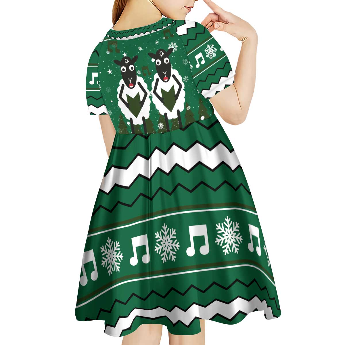 Sheep Baaa Humbug Christmas Kid Short Sleeve Dress Xmas Holiday Patterns - Wonder Print Shop