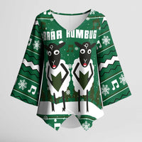 Sheep Baaa Humbug Christmas Kimono Sleeve Blouse Xmas Holiday Patterns - Wonder Print Shop