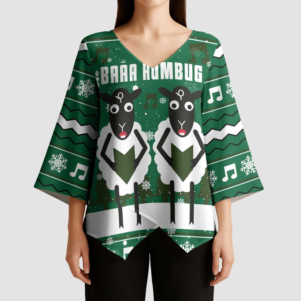 Sheep Baaa Humbug Christmas Kimono Sleeve Blouse Xmas Holiday Patterns - Wonder Print Shop