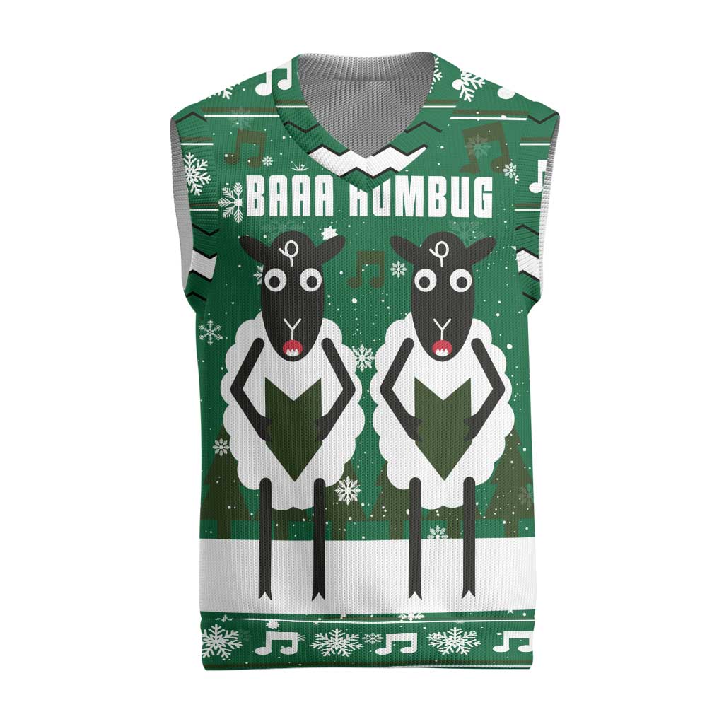 Sheep Baaa Humbug Christmas Knitted V-Neck Vest Xmas Holiday Patterns - Wonder Print Shop