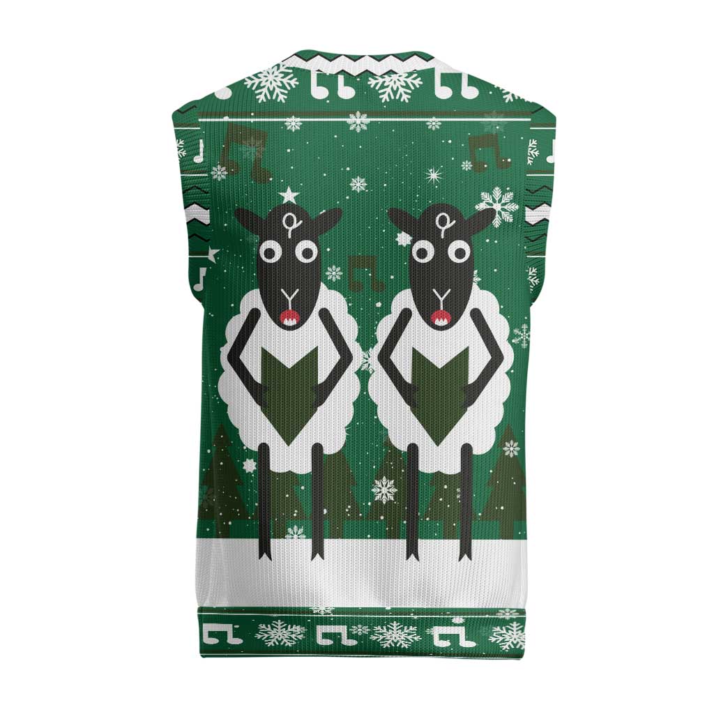 Sheep Baaa Humbug Christmas Knitted V-Neck Vest Xmas Holiday Patterns - Wonder Print Shop