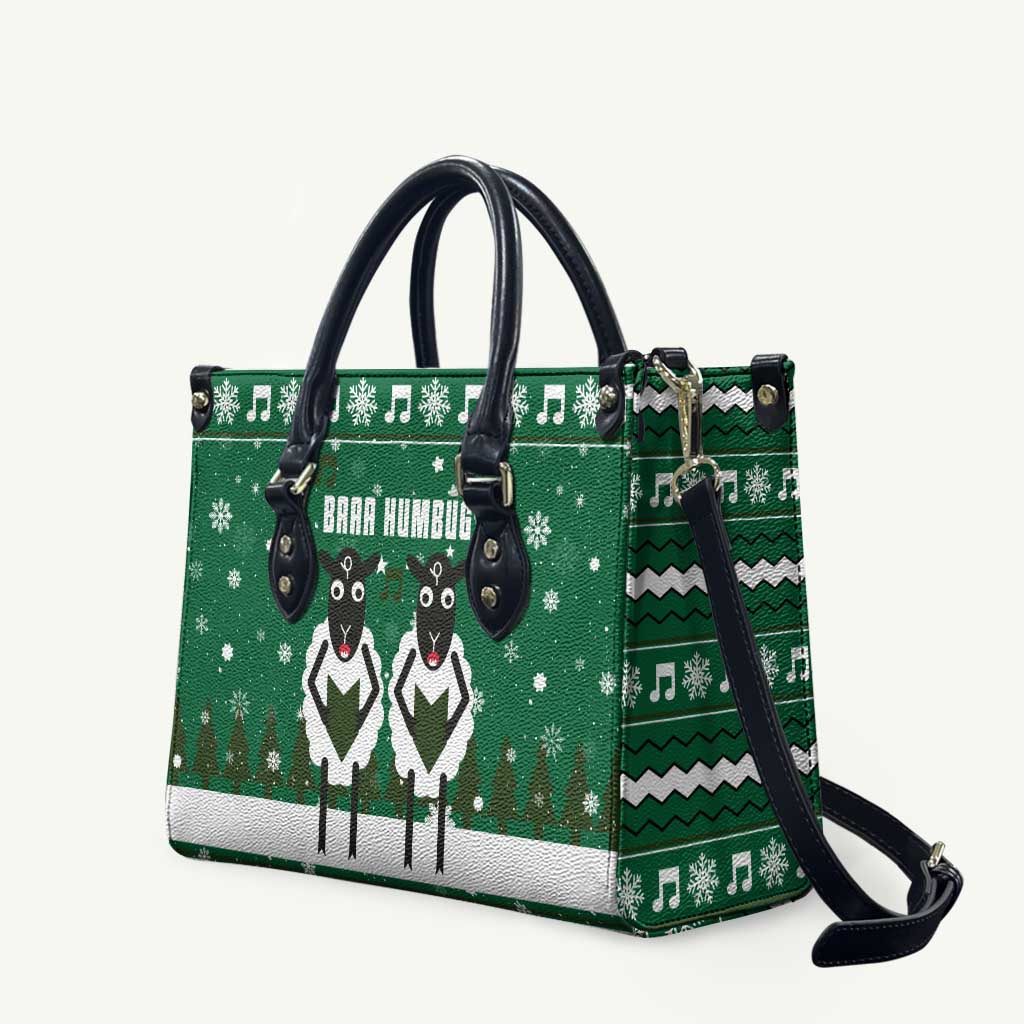 Sheep Baaa Humbug Christmas Leather Bag Xmas Holiday Patterns - Wonder Print Shop