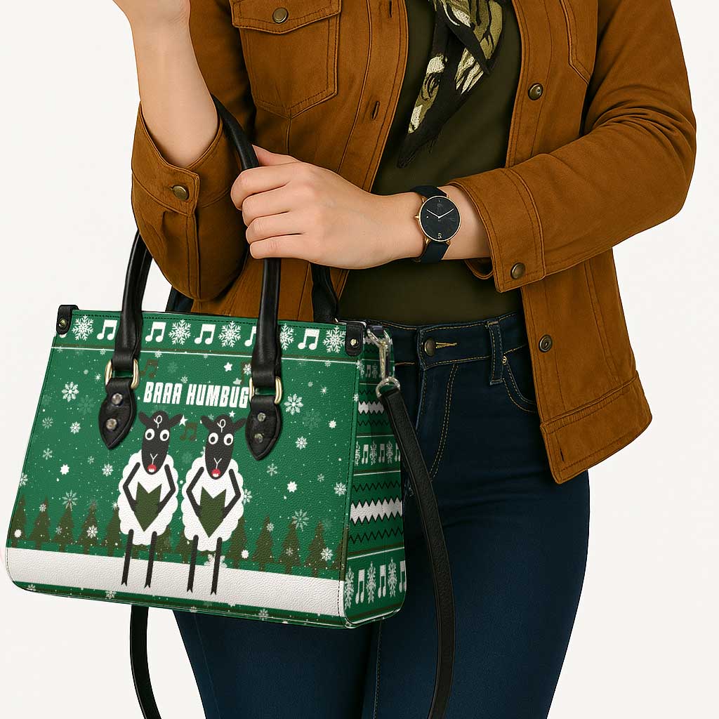 Sheep Baaa Humbug Christmas Leather Bag Xmas Holiday Patterns - Wonder Print Shop