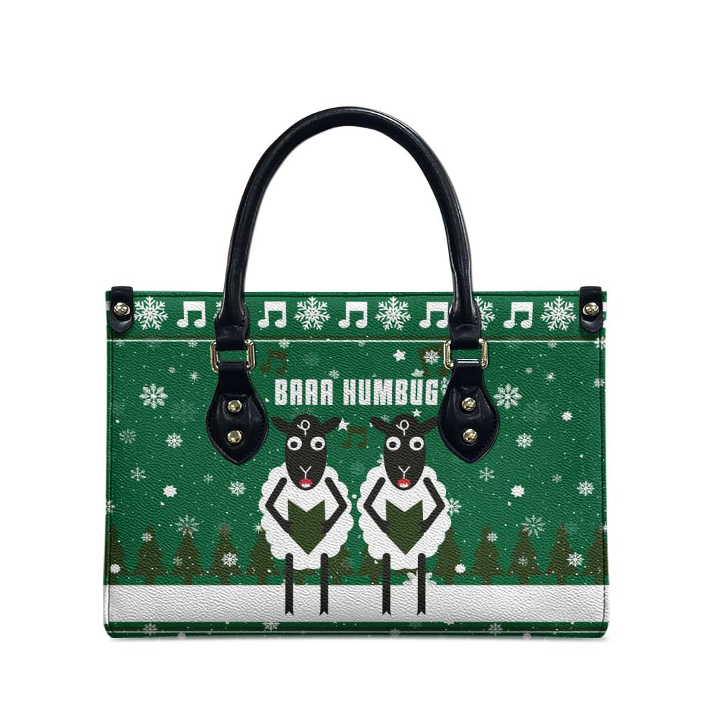 Sheep Baaa Humbug Christmas Leather Bag Xmas Holiday Patterns - Wonder Print Shop