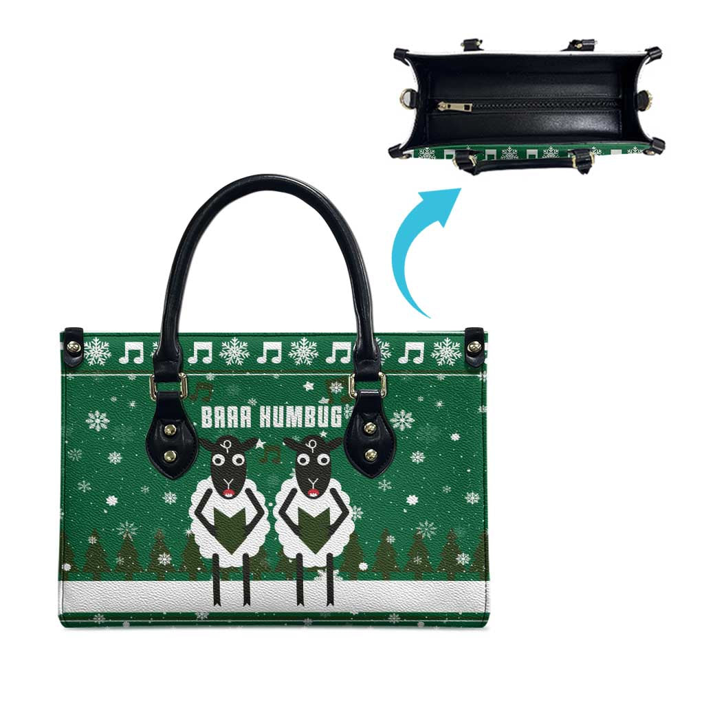 Sheep Baaa Humbug Christmas Leather Bag Xmas Holiday Patterns - Wonder Print Shop
