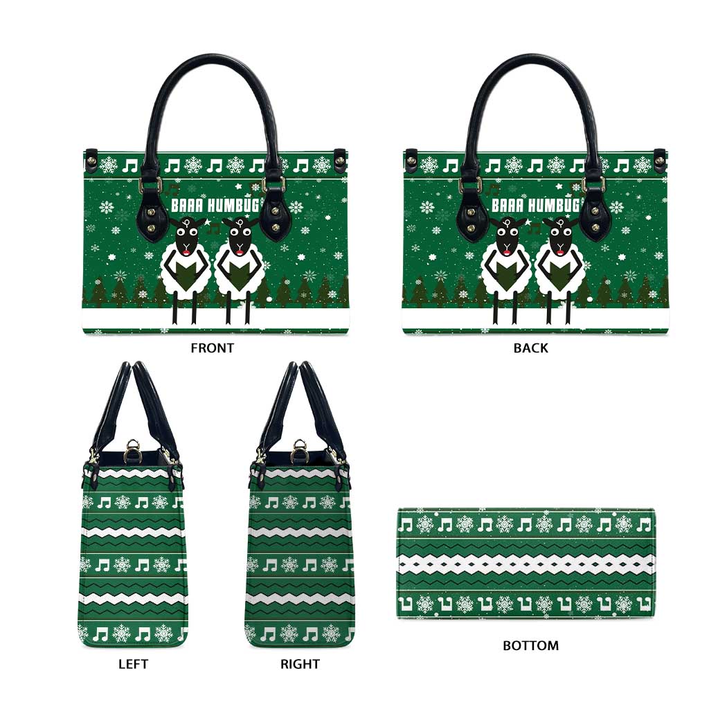 Sheep Baaa Humbug Christmas Leather Bag Xmas Holiday Patterns - Wonder Print Shop