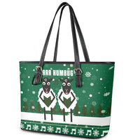 Sheep Baaa Humbug Christmas Leather Tote Bag Xmas Holiday Patterns - Wonder Print Shop