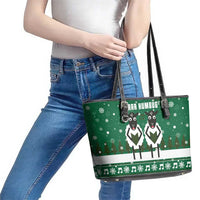 Sheep Baaa Humbug Christmas Leather Tote Bag Xmas Holiday Patterns - Wonder Print Shop