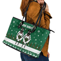 Sheep Baaa Humbug Christmas Leather Tote Bag Xmas Holiday Patterns - Wonder Print Shop