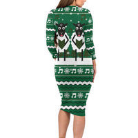 Sheep Baaa Humbug Christmas Long Sleeve Bodycon Dress Xmas Holiday Patterns - Wonder Print Shop