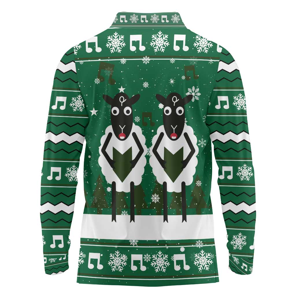 Sheep Baaa Humbug Christmas Long Sleeve Polo Shirt Xmas Holiday Patterns - Wonder Print Shop