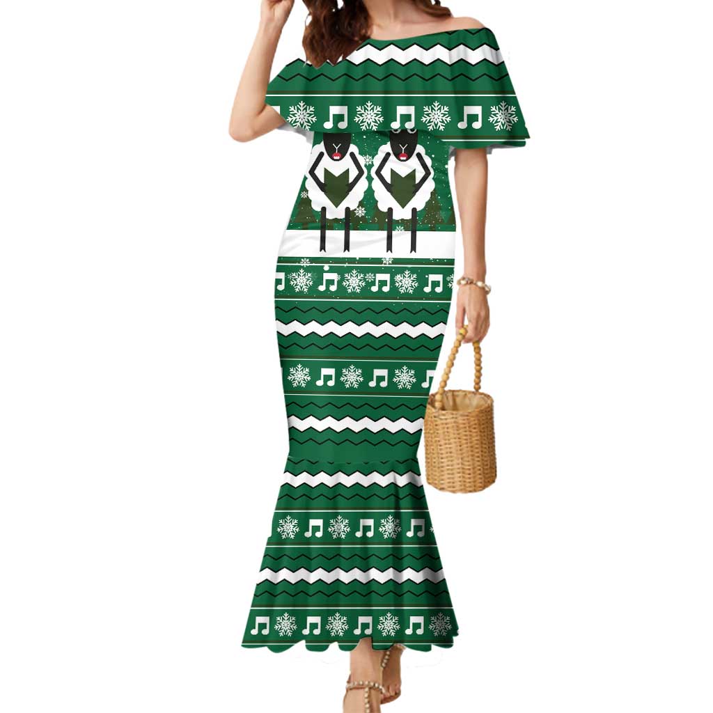 Sheep Baaa Humbug Christmas Mermaid Dress Xmas Holiday Patterns - Wonder Print Shop