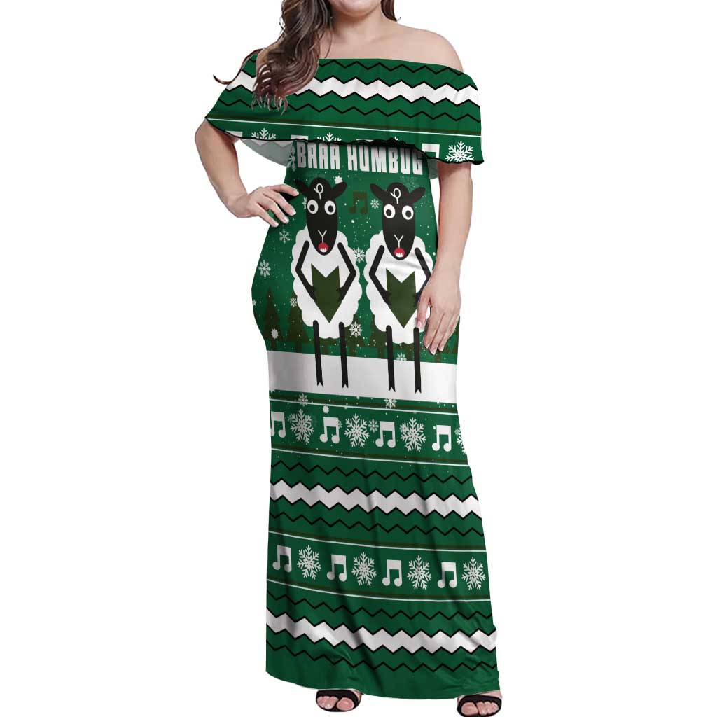 Sheep Baaa Humbug Christmas Off Shoulder Maxi Dress Xmas Holiday Patterns - Wonder Print Shop