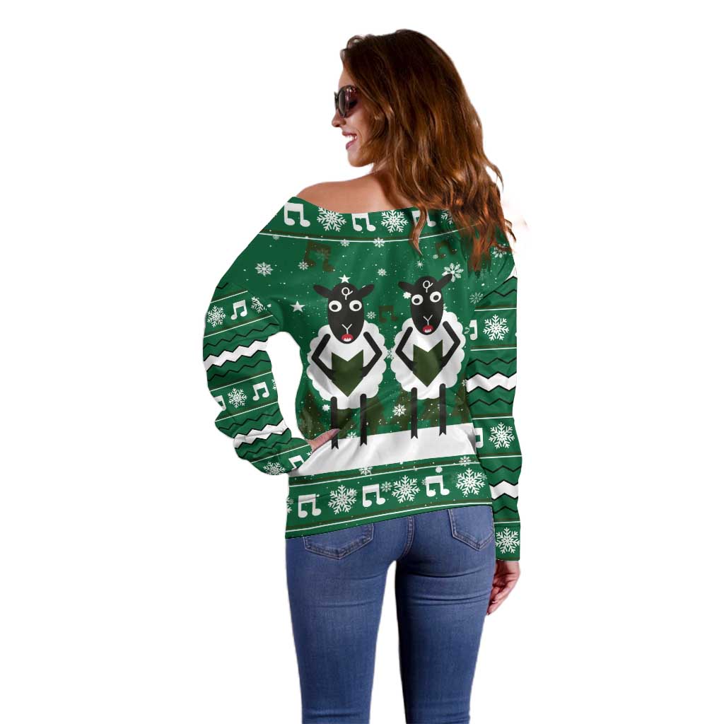 Sheep Baaa Humbug Christmas Off Shoulder Sweater Xmas Holiday Patterns - Wonder Print Shop