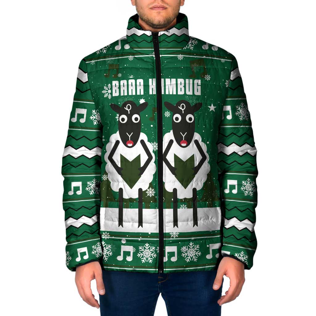 Sheep Baaa Humbug Christmas Padded Jacket Xmas Holiday Patterns - Wonder Print Shop