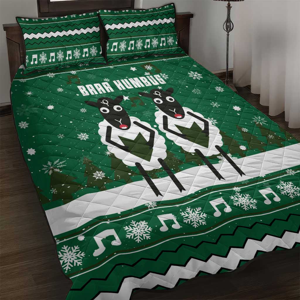 Sheep Baaa Humbug Christmas Quilt Bed Set Xmas Holiday Patterns - Wonder Print Shop