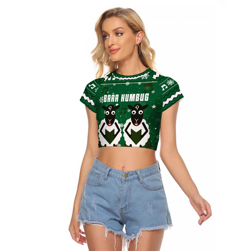 Sheep Baaa Humbug Christmas Raglan Cropped T Shirt Xmas Holiday Patterns - Wonder Print Shop