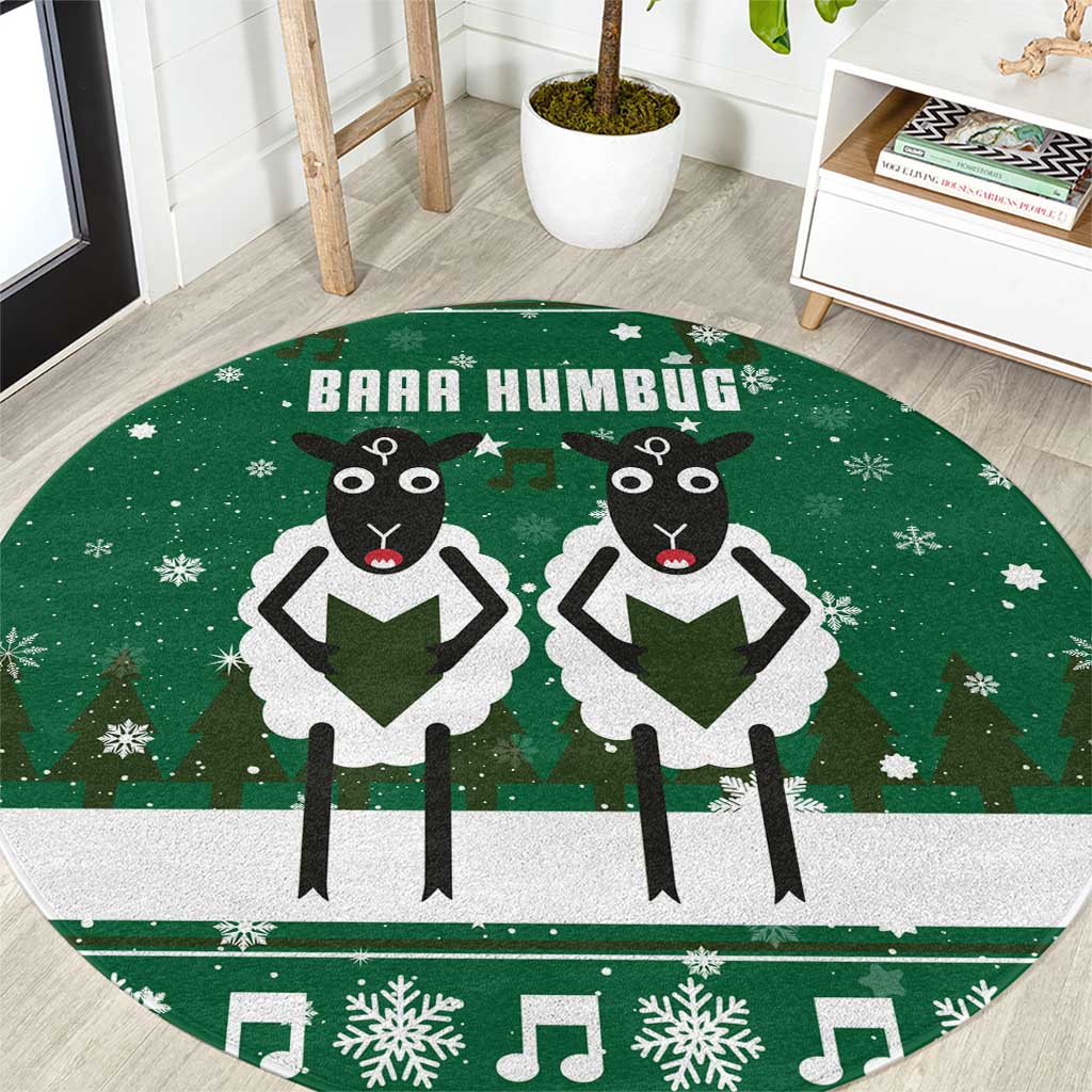 Sheep Baaa Humbug Christmas Round Carpet Xmas Holiday Patterns - Wonder Print Shop