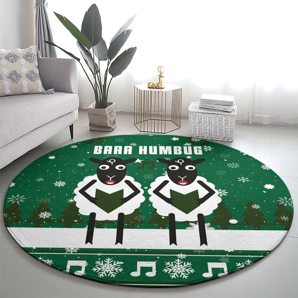 Sheep Baaa Humbug Christmas Round Carpet Xmas Holiday Patterns - Wonder Print Shop