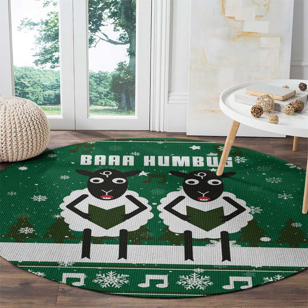 Sheep Baaa Humbug Christmas Round Carpet Xmas Holiday Patterns - Wonder Print Shop