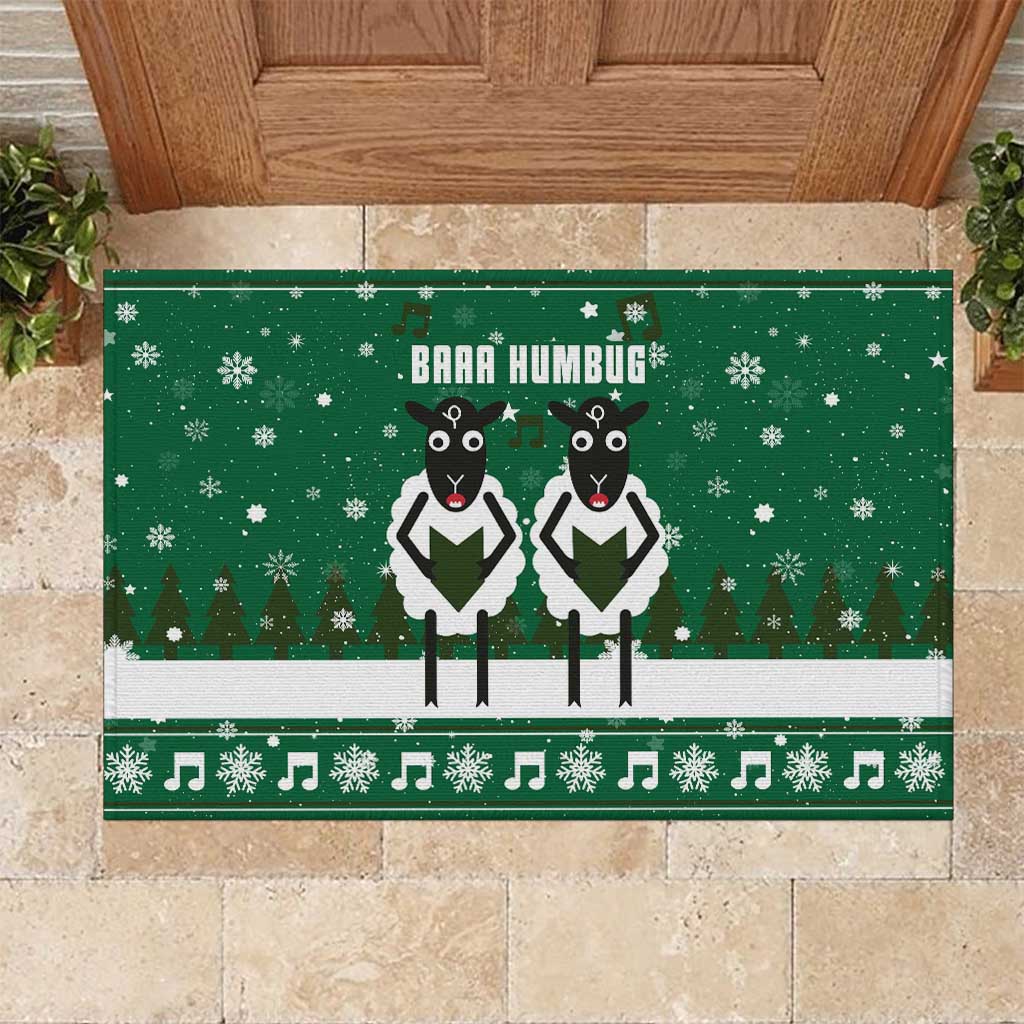 Sheep Baaa Humbug Christmas Rubber Doormat Xmas Holiday Patterns - Wonder Print Shop