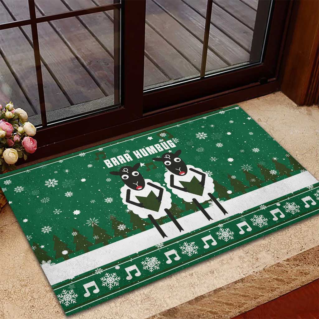 Sheep Baaa Humbug Christmas Rubber Doormat Xmas Holiday Patterns - Wonder Print Shop