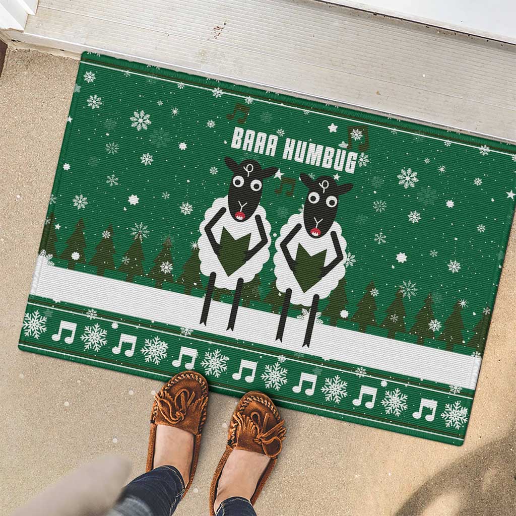 Sheep Baaa Humbug Christmas Rubber Doormat Xmas Holiday Patterns - Wonder Print Shop
