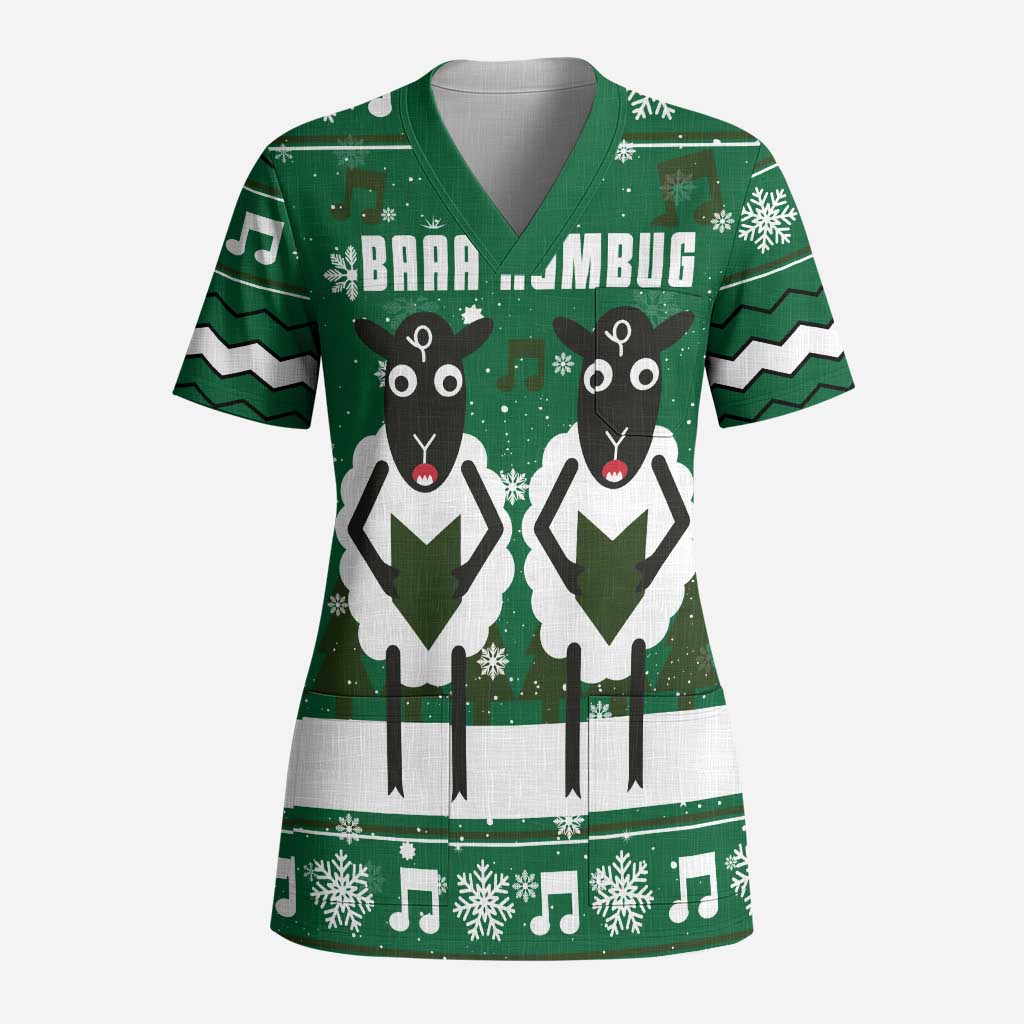 Sheep Baaa Humbug Christmas Scrub Top Xmas Holiday Patterns - Wonder Print Shop