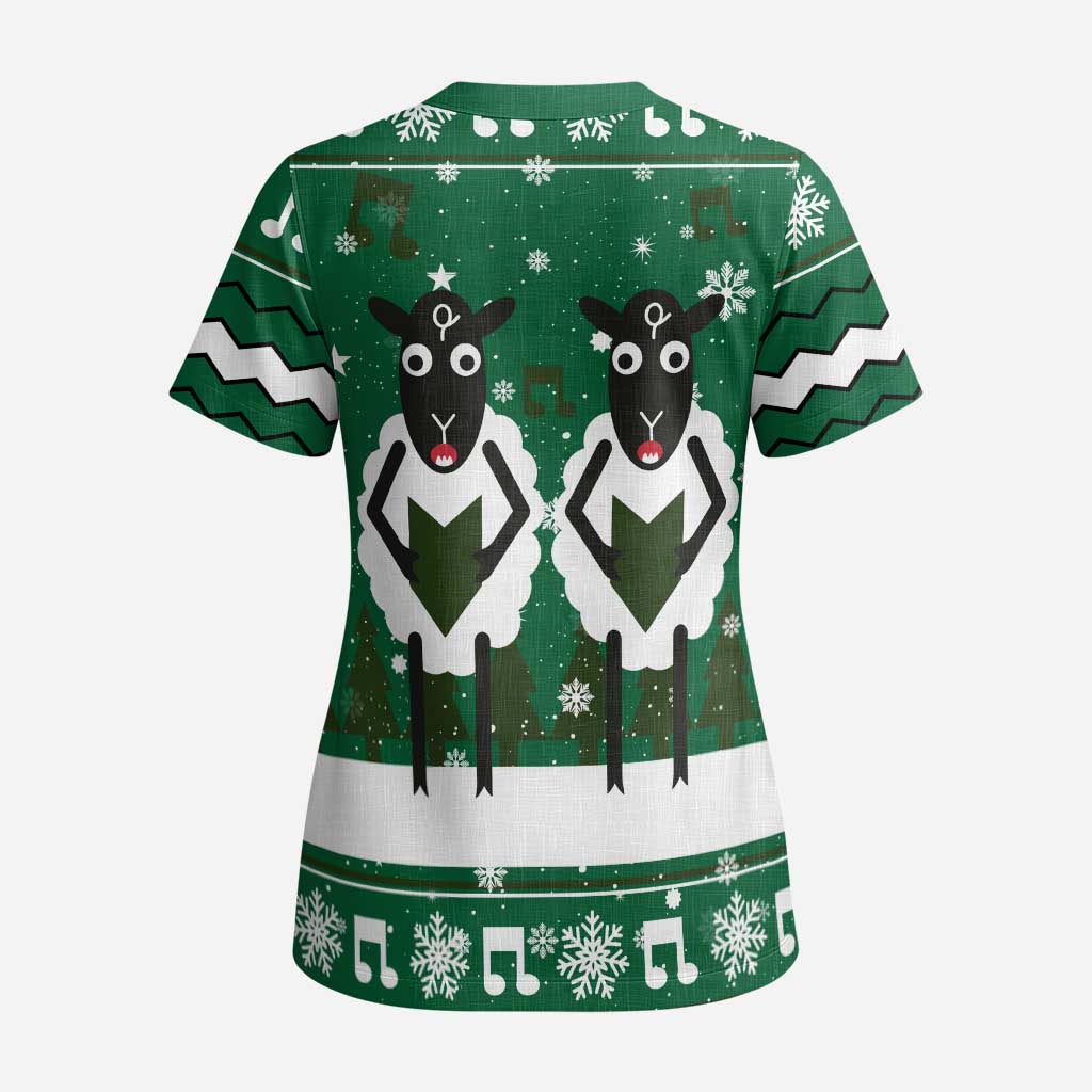 Sheep Baaa Humbug Christmas Scrub Top Xmas Holiday Patterns - Wonder Print Shop