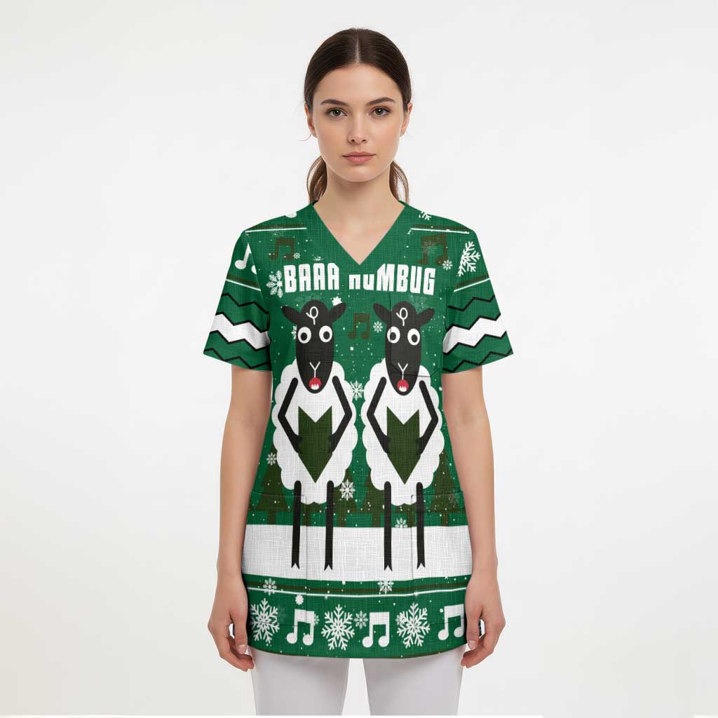 Sheep Baaa Humbug Christmas Scrub Top Xmas Holiday Patterns - Wonder Print Shop