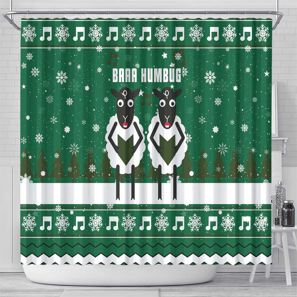 Sheep Baaa Humbug Christmas Shower Curtain Xmas Holiday Patterns - Wonder Print Shop