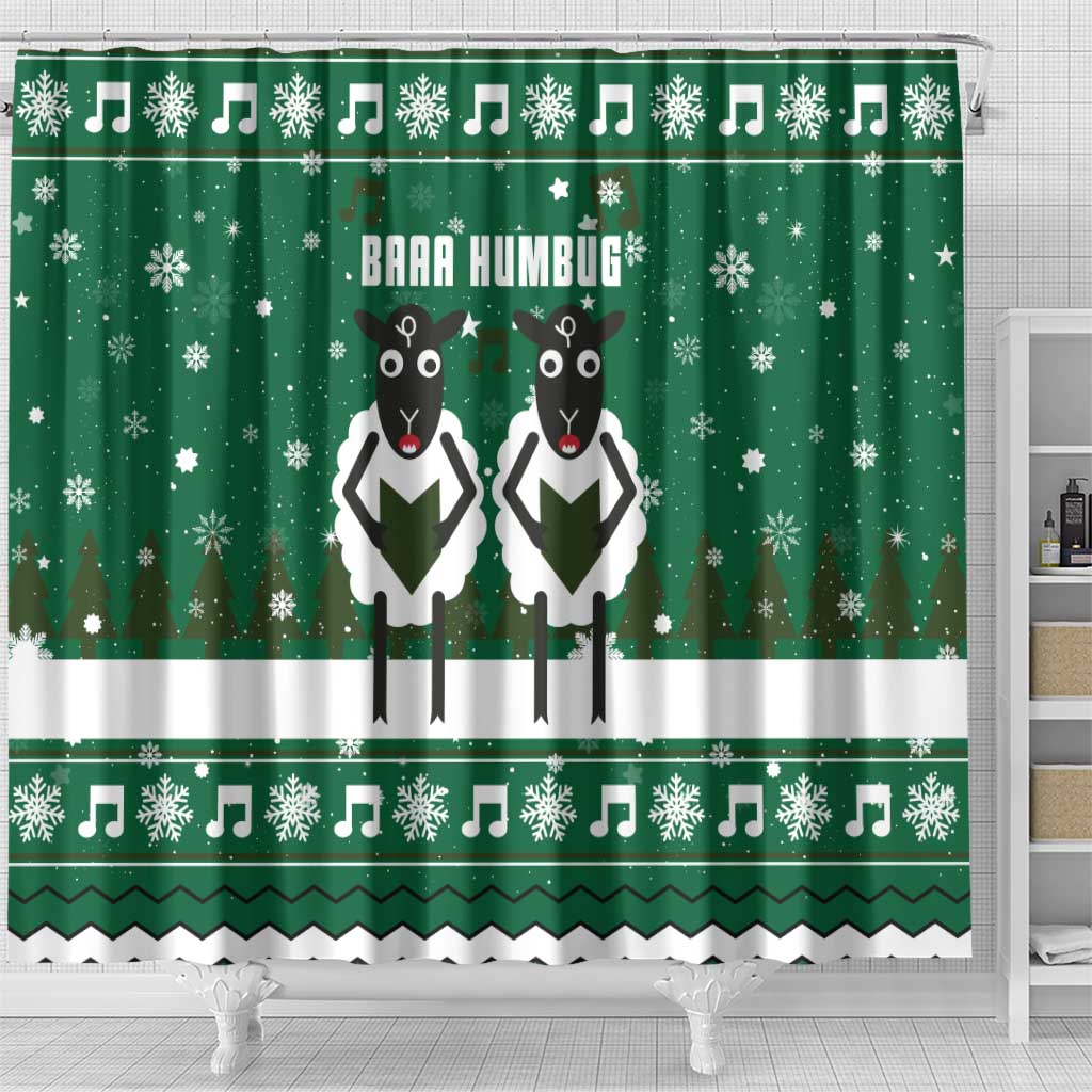 Sheep Baaa Humbug Christmas Shower Curtain Xmas Holiday Patterns - Wonder Print Shop