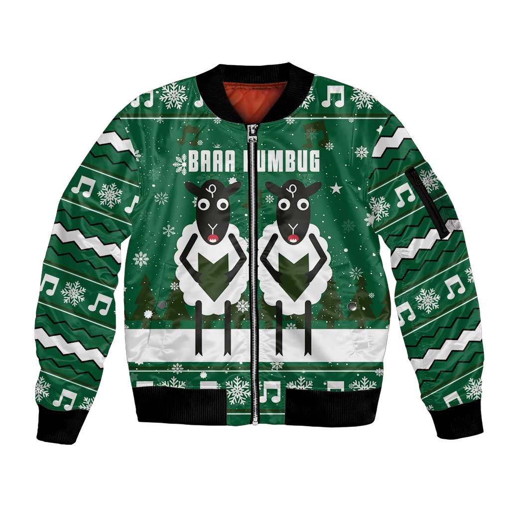 Sheep Baaa Humbug Christmas Sleeve Zip Bomber Jacket Xmas Holiday Patterns - Wonder Print Shop