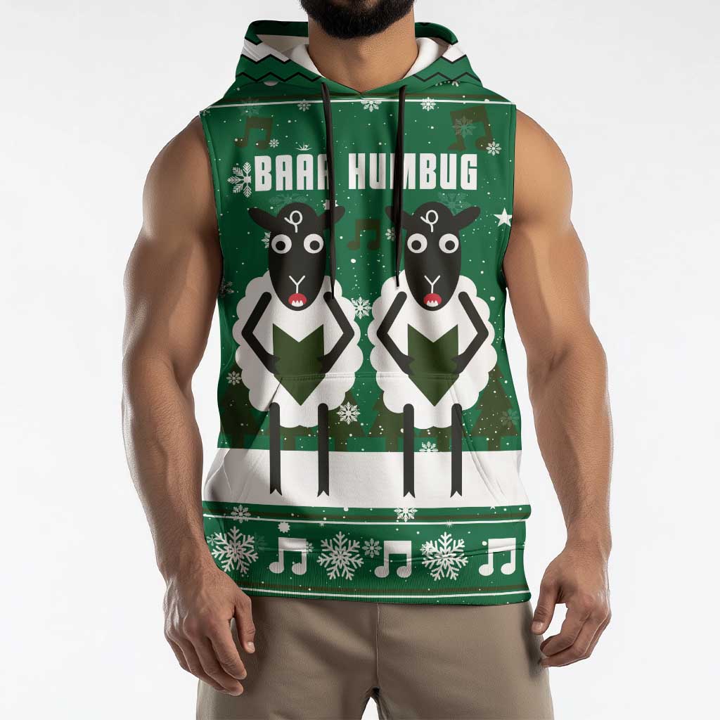 Sheep Baaa Humbug Christmas Sleeveless Hoodie Xmas Holiday Patterns - Wonder Print Shop