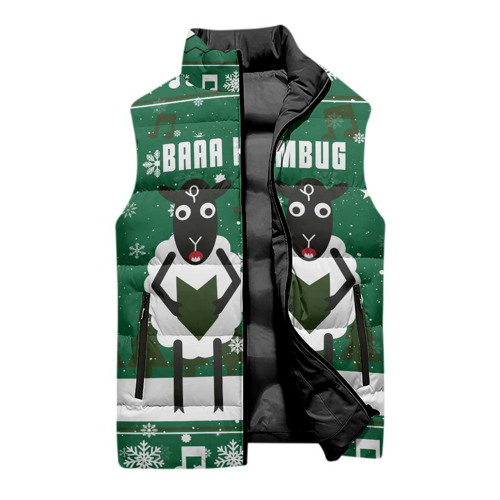 Sheep Baaa Humbug Christmas Sleeveless Puffer Jacket Xmas Holiday Patterns - Wonder Print Shop