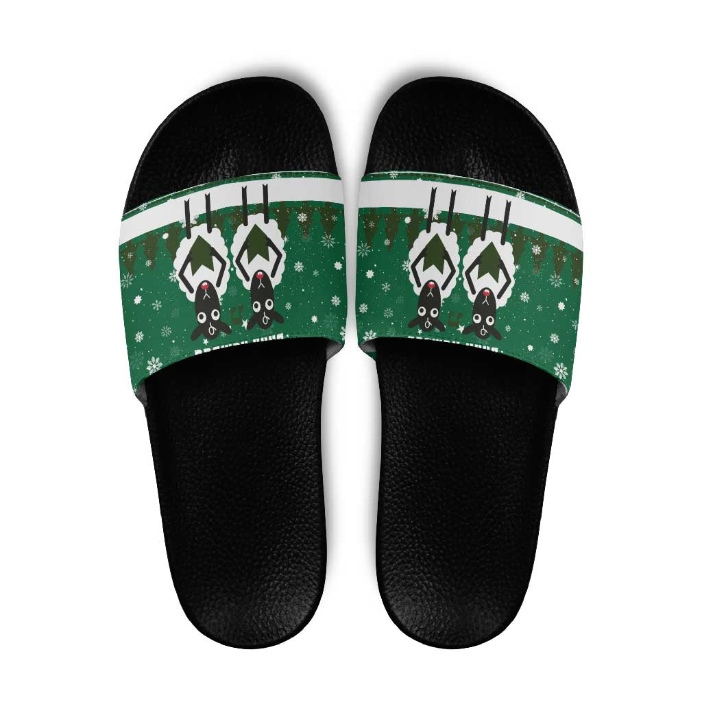 Sheep Baaa Humbug Christmas Slide Sandals Xmas Holiday Patterns - Wonder Print Shop