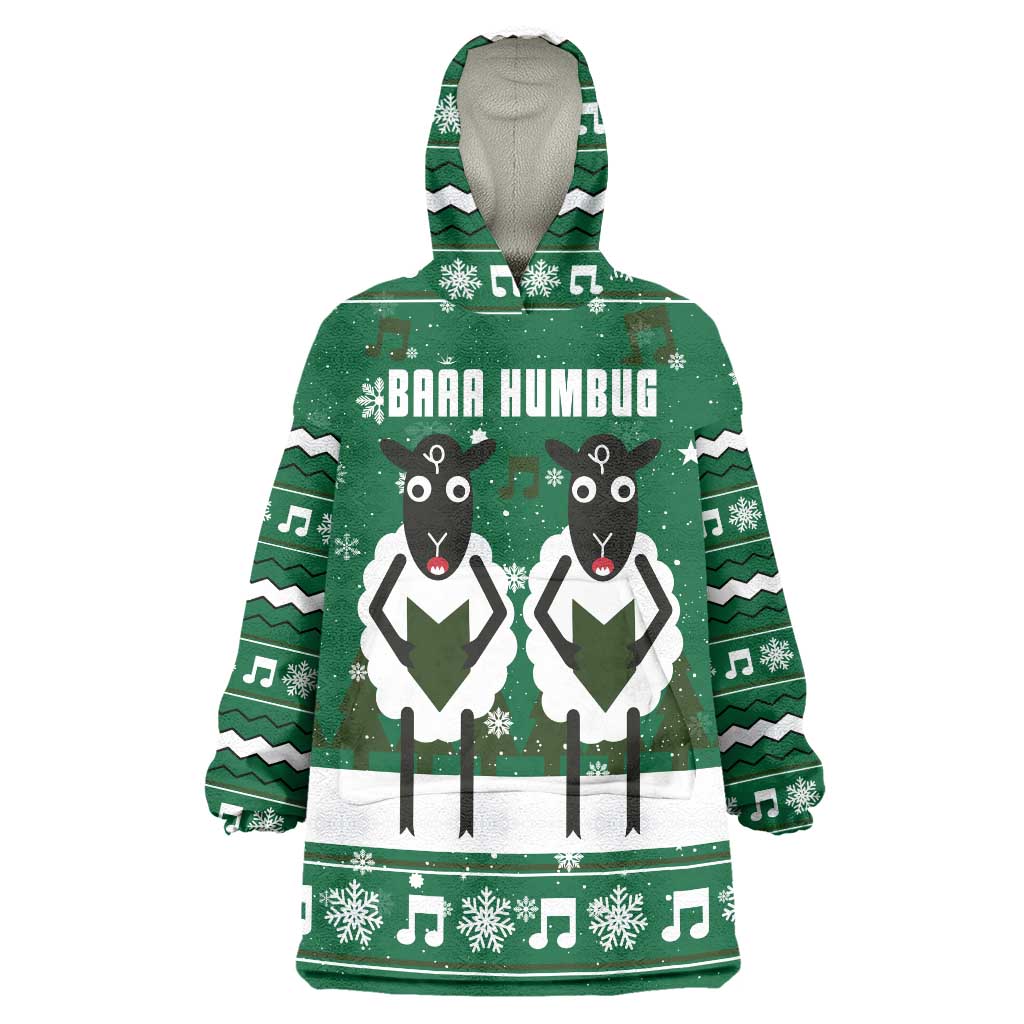 Sheep Baaa Humbug Christmas Wearable Blanket Hoodie Xmas Holiday Patterns - Wonder Print Shop