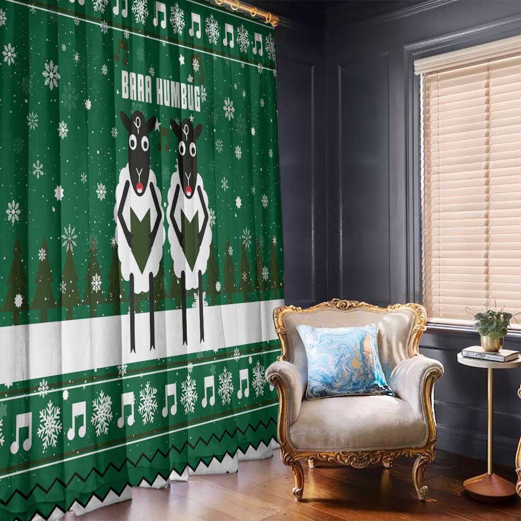 Sheep Baaa Humbug Christmas Window Curtain Xmas Holiday Patterns - Wonder Print Shop
