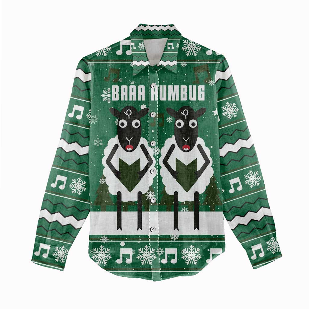 Sheep Baaa Humbug Christmas Women Casual Shirt Xmas Holiday Patterns - Wonder Print Shop