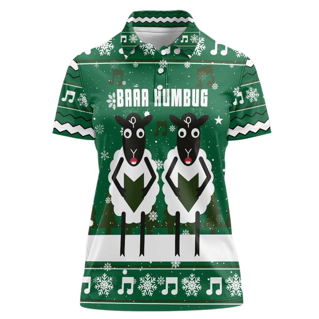Sheep Baaa Humbug Christmas Women Polo Shirt Xmas Holiday Patterns - Wonder Print Shop