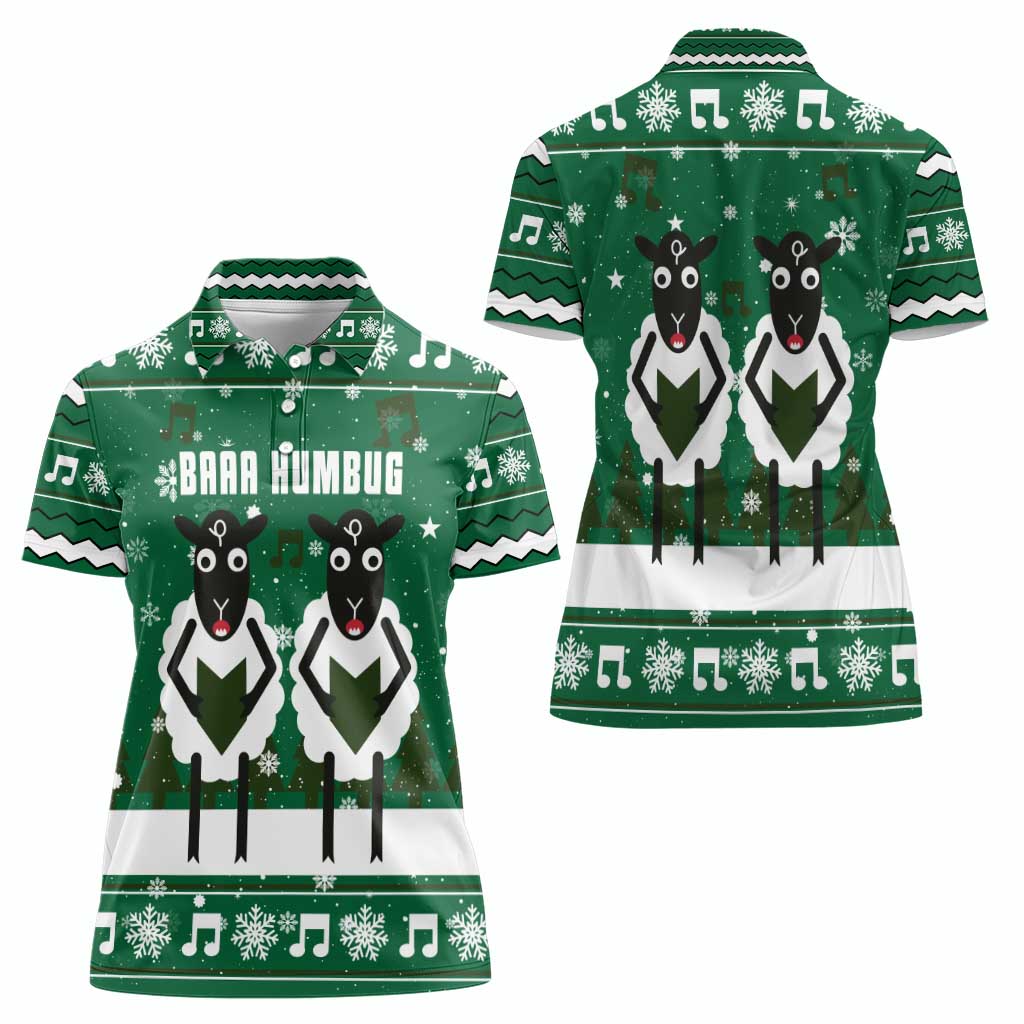 Sheep Baaa Humbug Christmas Women Polo Shirt Xmas Holiday Patterns - Wonder Print Shop