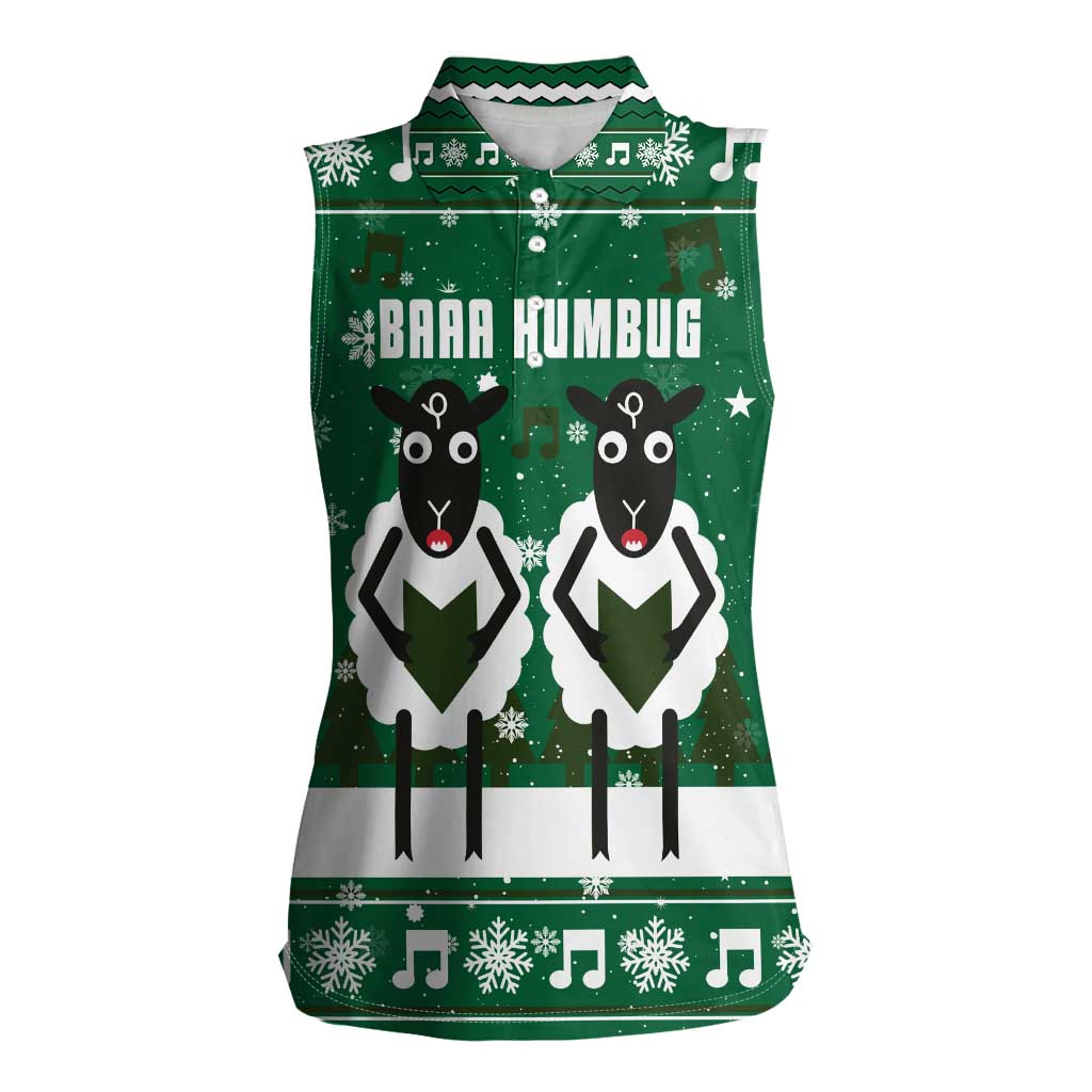 Sheep Baaa Humbug Christmas Women Sleeveless Polo Shirt Xmas Holiday Patterns - Wonder Print Shop