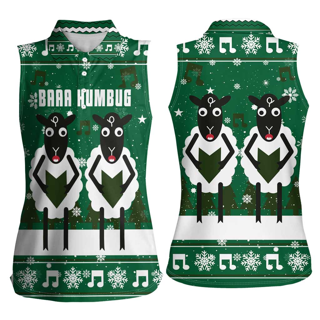 Sheep Baaa Humbug Christmas Women Sleeveless Polo Shirt Xmas Holiday Patterns - Wonder Print Shop