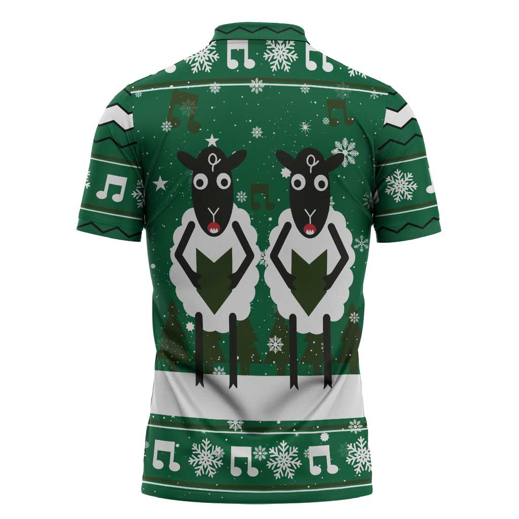 Sheep Baaa Humbug Christmas Zipper Polo Shirt Xmas Holiday Patterns - Wonder Print Shop