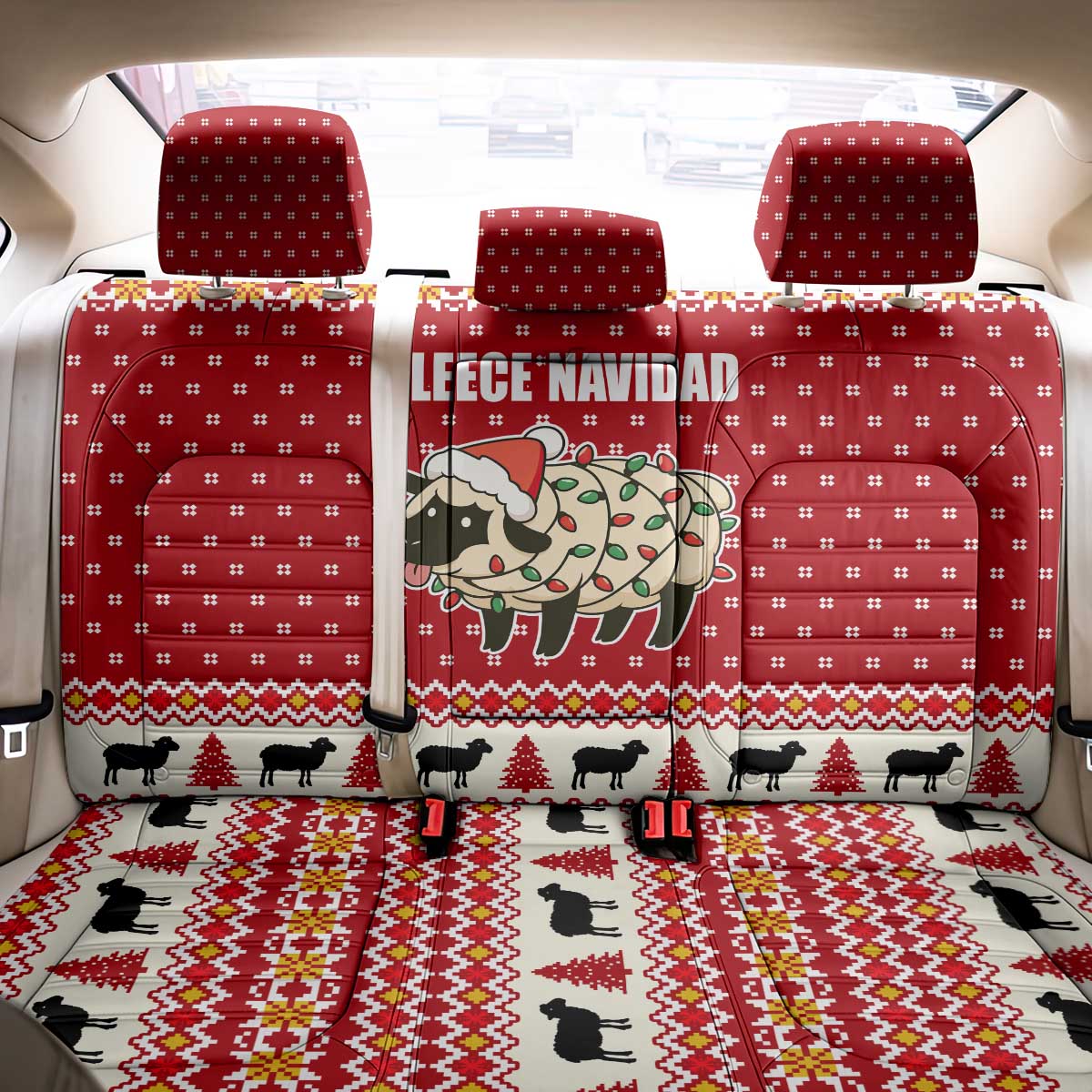 Sheep Merry Christmas Back Car Seat Cover Xmas Holiday Patterns - Wonder Print Shop