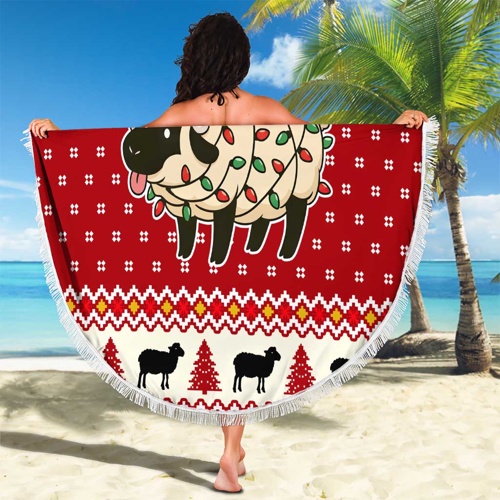 Sheep Merry Christmas Beach Blanket Xmas Holiday Patterns - Wonder Print Shop