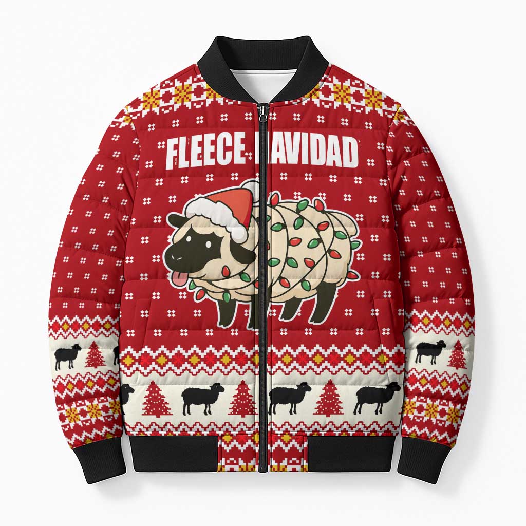 Sheep Merry Christmas Bomber Puffer Jacket Xmas Holiday Patterns - Wonder Print Shop