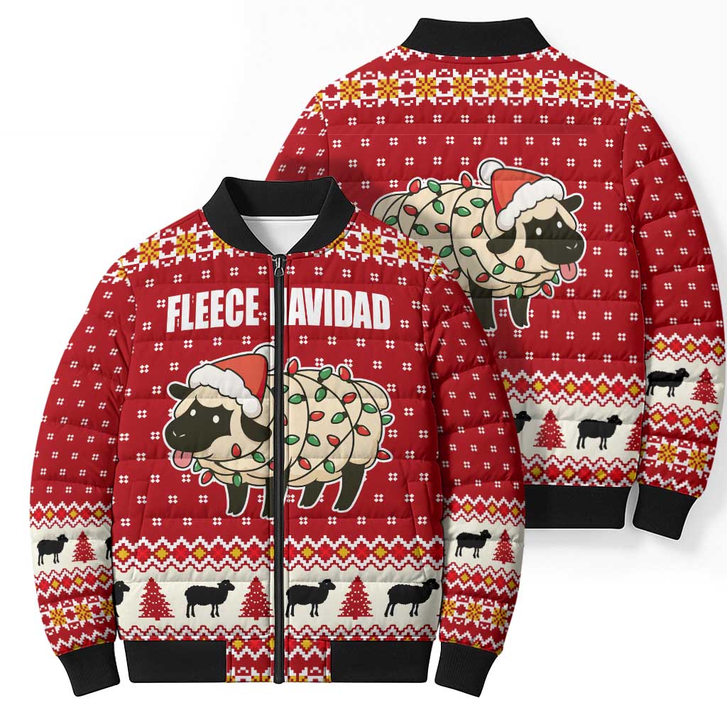 Sheep Merry Christmas Bomber Puffer Jacket Xmas Holiday Patterns - Wonder Print Shop