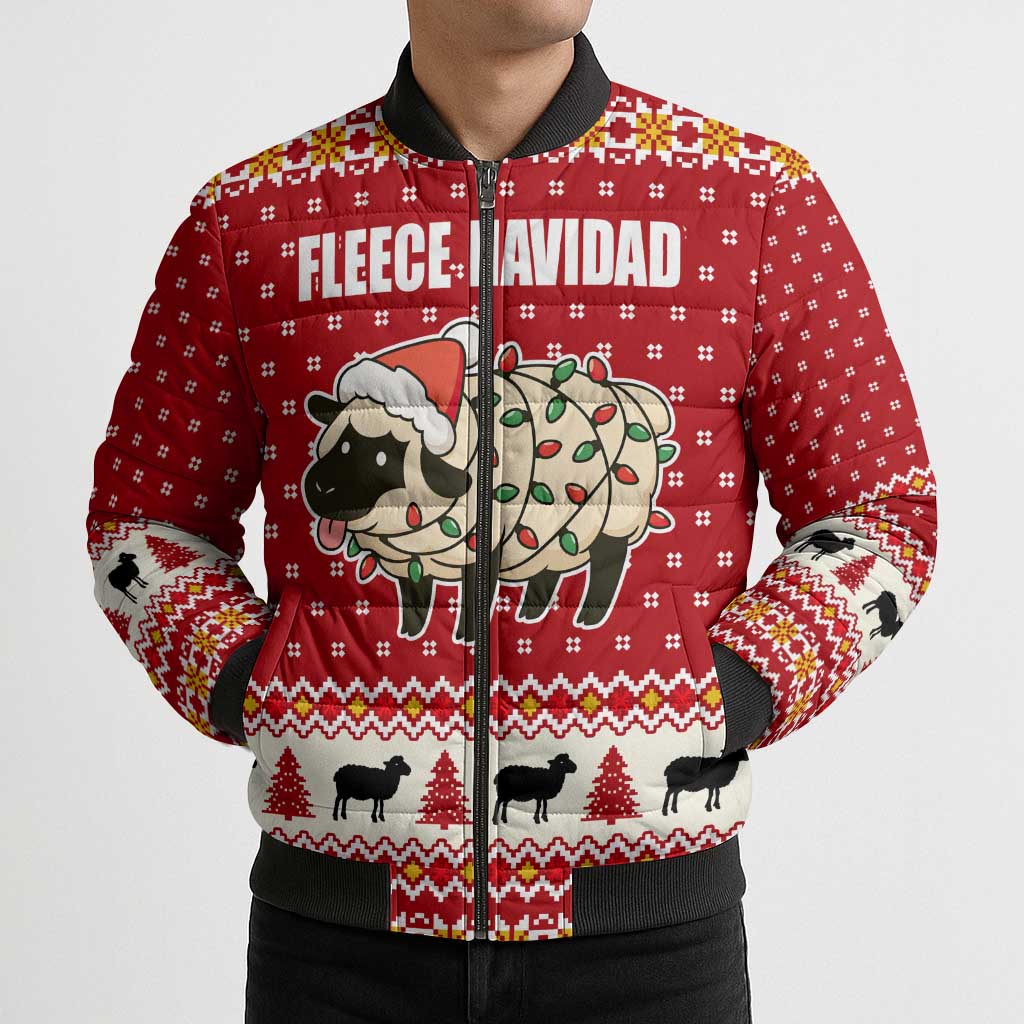 Sheep Merry Christmas Bomber Puffer Jacket Xmas Holiday Patterns - Wonder Print Shop