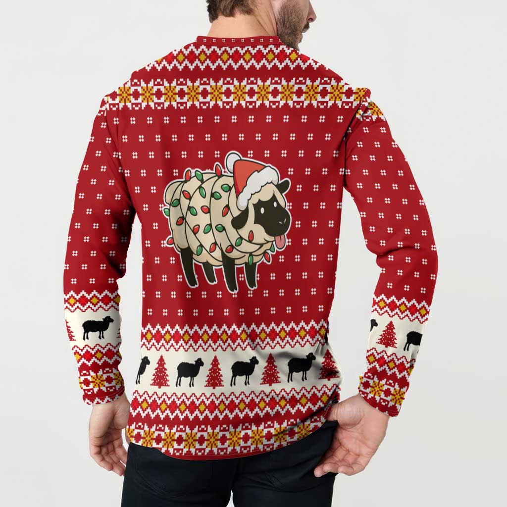Sheep Merry Christmas Button Sweatshirt Xmas Holiday Patterns - Wonder Print Shop